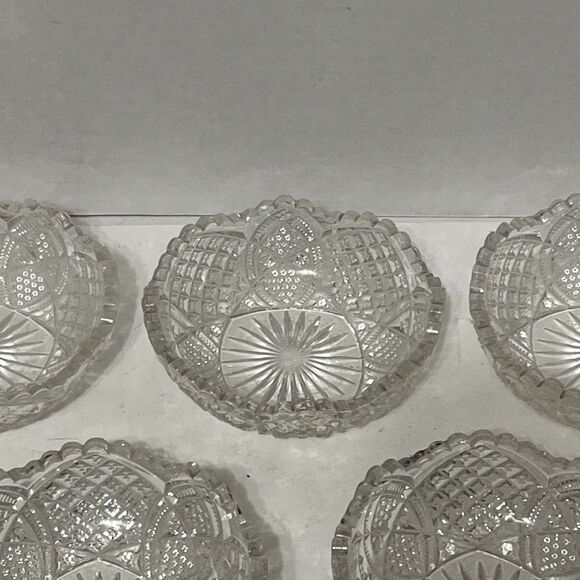 Set Of 5 Beautiful Antique EAPG Clear Cut Glass 4.75” Small Bowls Dishes - Picture 3 of 6